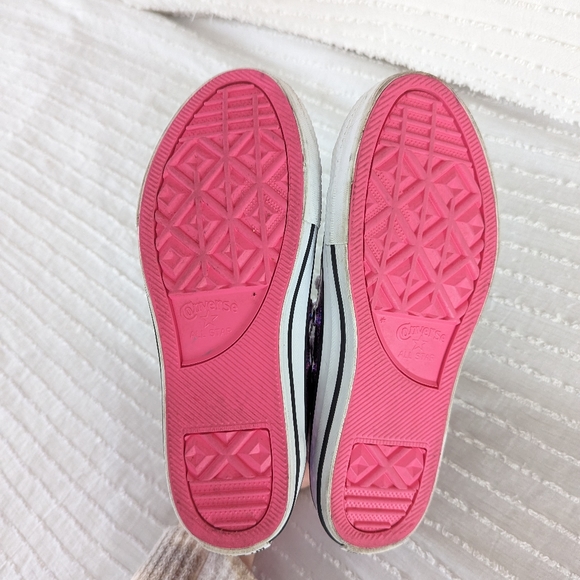 SOLD Girls Pink & Purple Coated Glitter Chuck Taylor All Star Hi Tops Sneakers - Picture 8 of 8